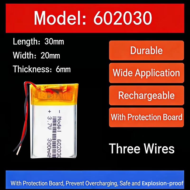 Smartwatches - 3.7V 300mAh 602030 lithiumbatterij Lithium-polymeerbatterijen voor