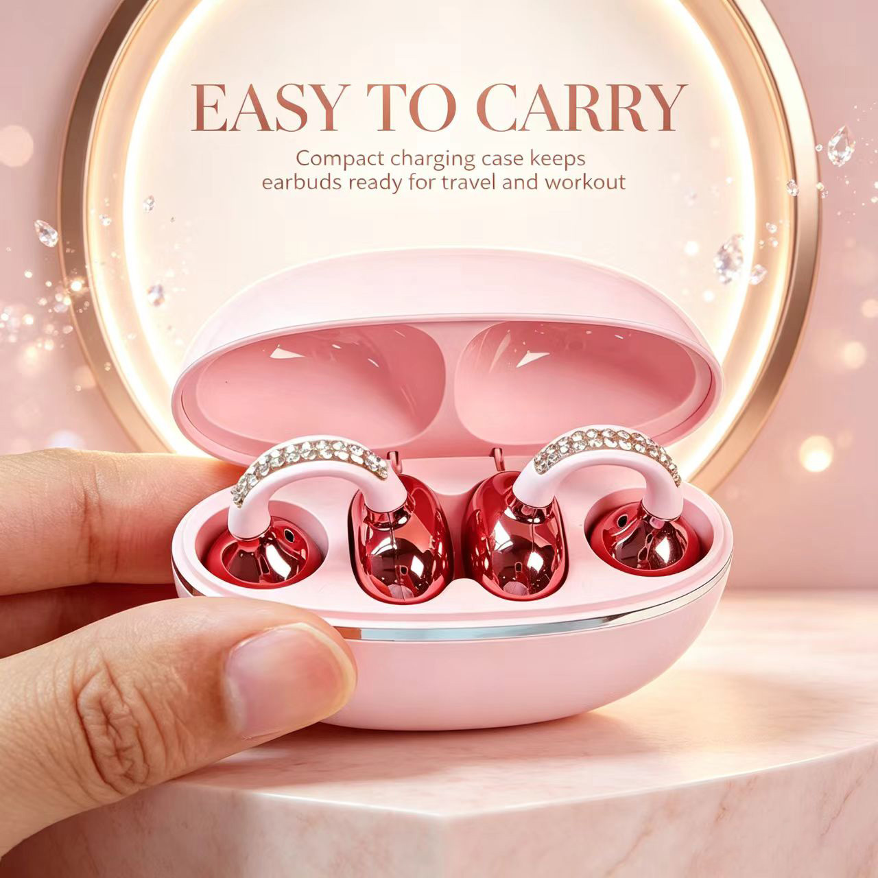 Open Ear Air Conduction Headphones - Rhinestone Open Ear Clip Draadloze Oordopjes
