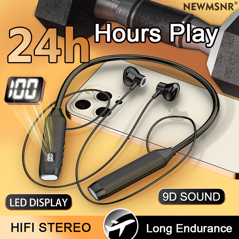 Magnetic Neckband Sports Earphones - TWS LED-display Super Power draadloze hoofdtelefoon