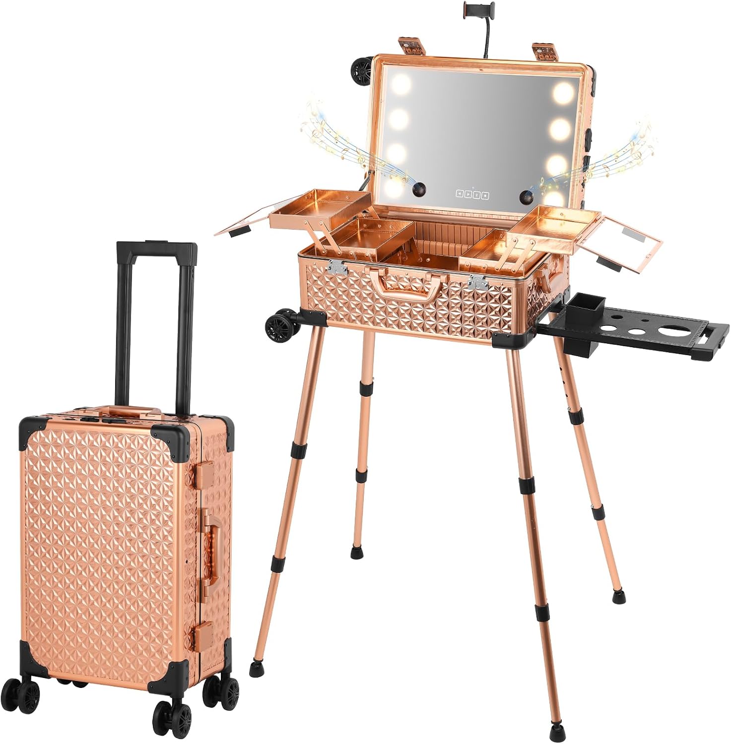 Speakers - Professionele cosmetische opbergkoffer met wielen, standaard