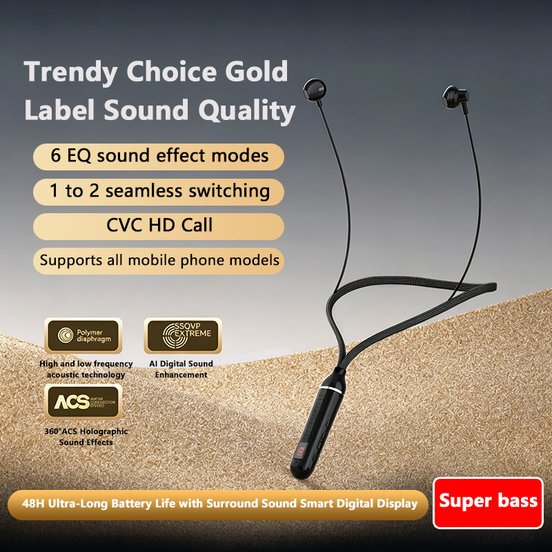 Magnetic Neckband Sports Earphones - ﻿ Draadloze Bluetooth-oortelefoons Nekbandhoofdtelefoon Gaming LED-display
