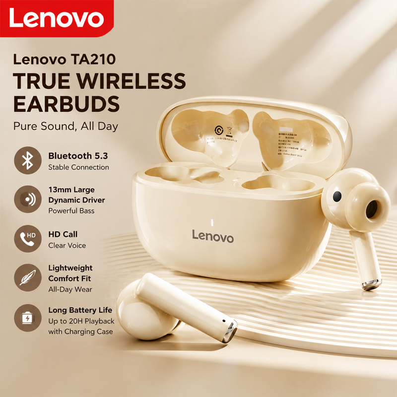 Type C Wired Earphones With Mic - Lenovo TA210 Bluetooth Draadloze Hoofdtelefoon Ingebouwde