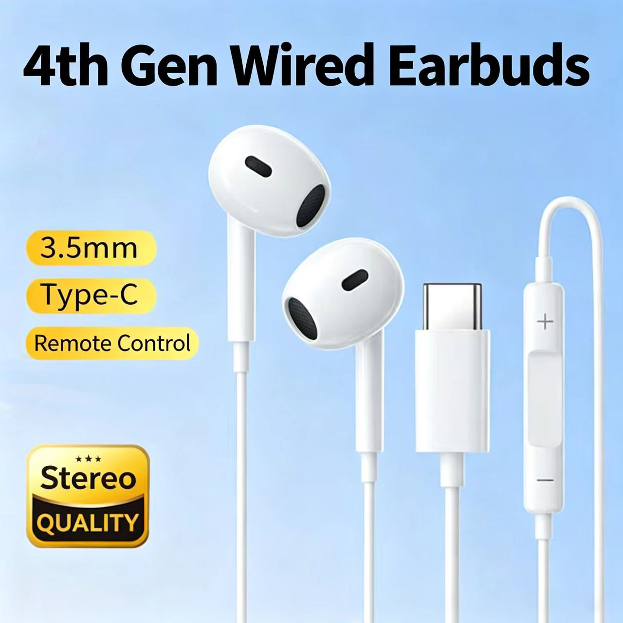 Type C Wired Earphones With Mic - Bedrade half-in-ear hoofdtelefoon type-C & 3,5