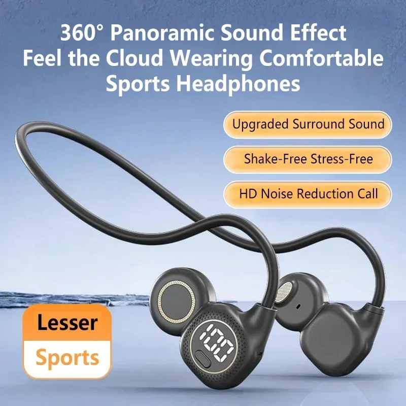 Bone Conduction Running Headphones - Beengeleiding Bluetooth-oordopjes Niet-in-oor Digitaal Display Over-ear