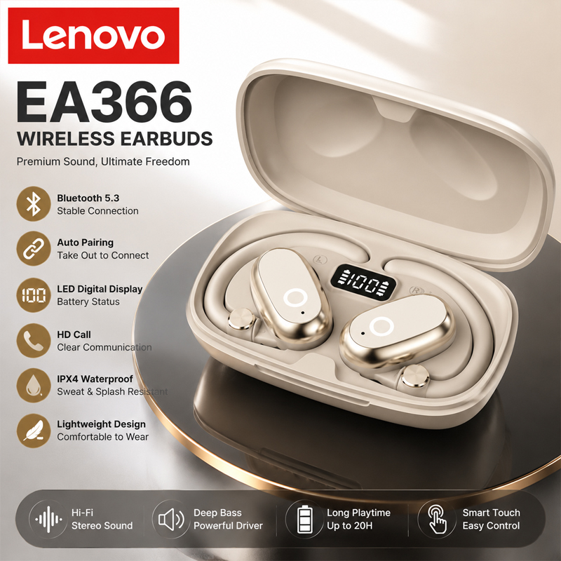 Anc Wireless Over Ear Headphones - Lenovo EA366 Bluetooth draadloze hoofdtelefoon Ingebouwde