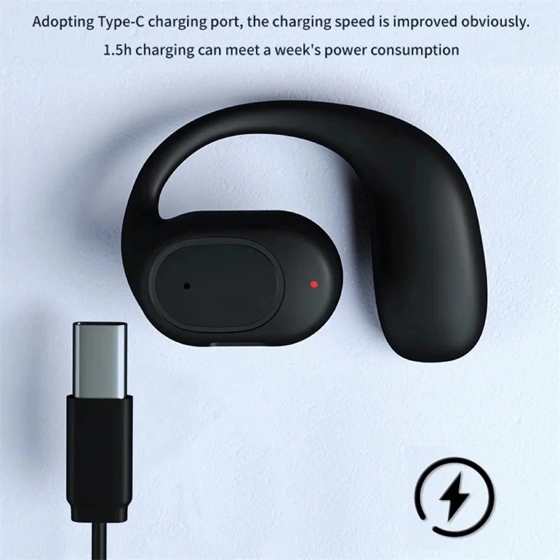 Open Ear Air Conduction Headphones - Single Ear Hook Bone Conduction Bluetooth-headset
