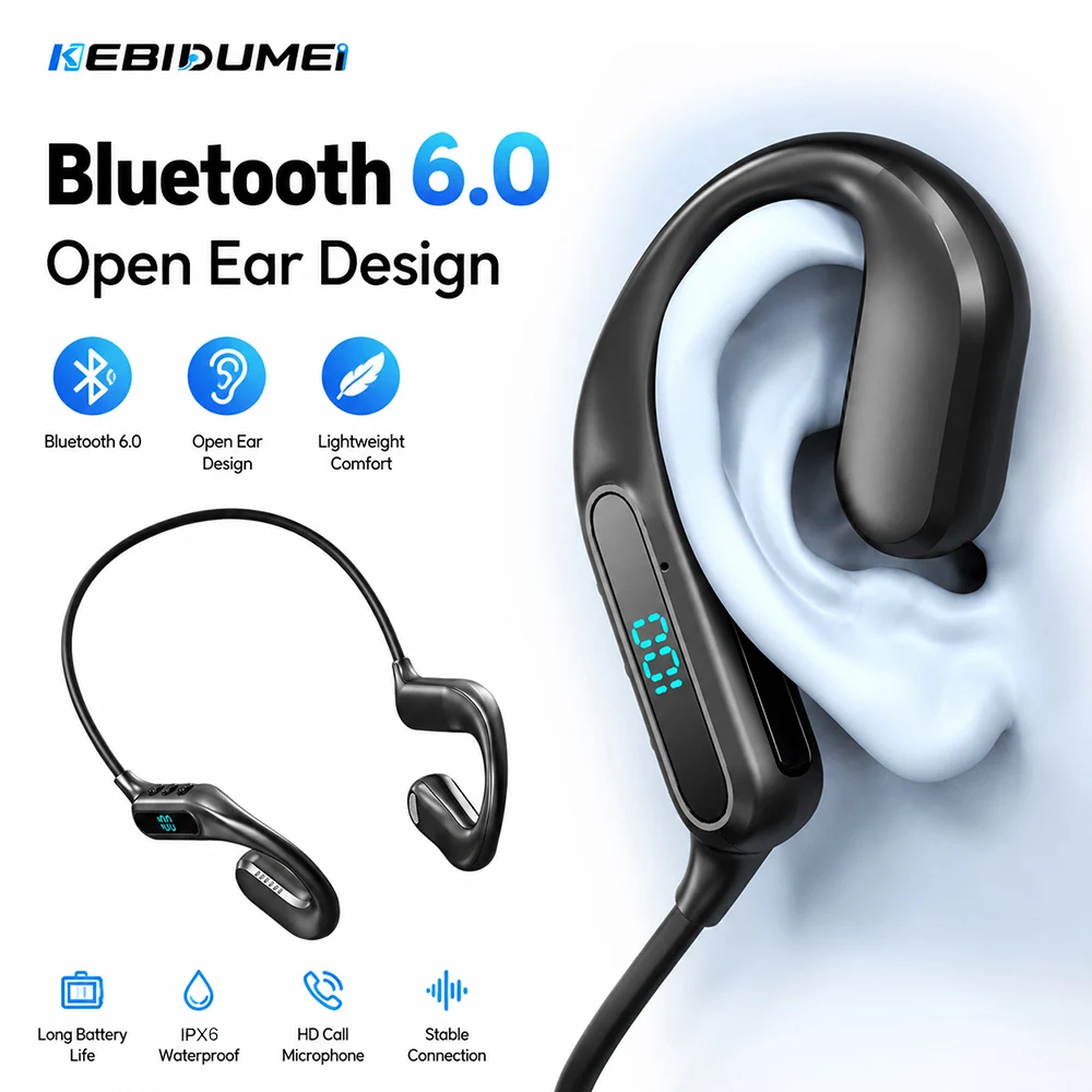 Open Ear Air Conduction Headphones - KEBIDUMEI Bluetooth 6.0 Air Conduction Hoofdtelefoon