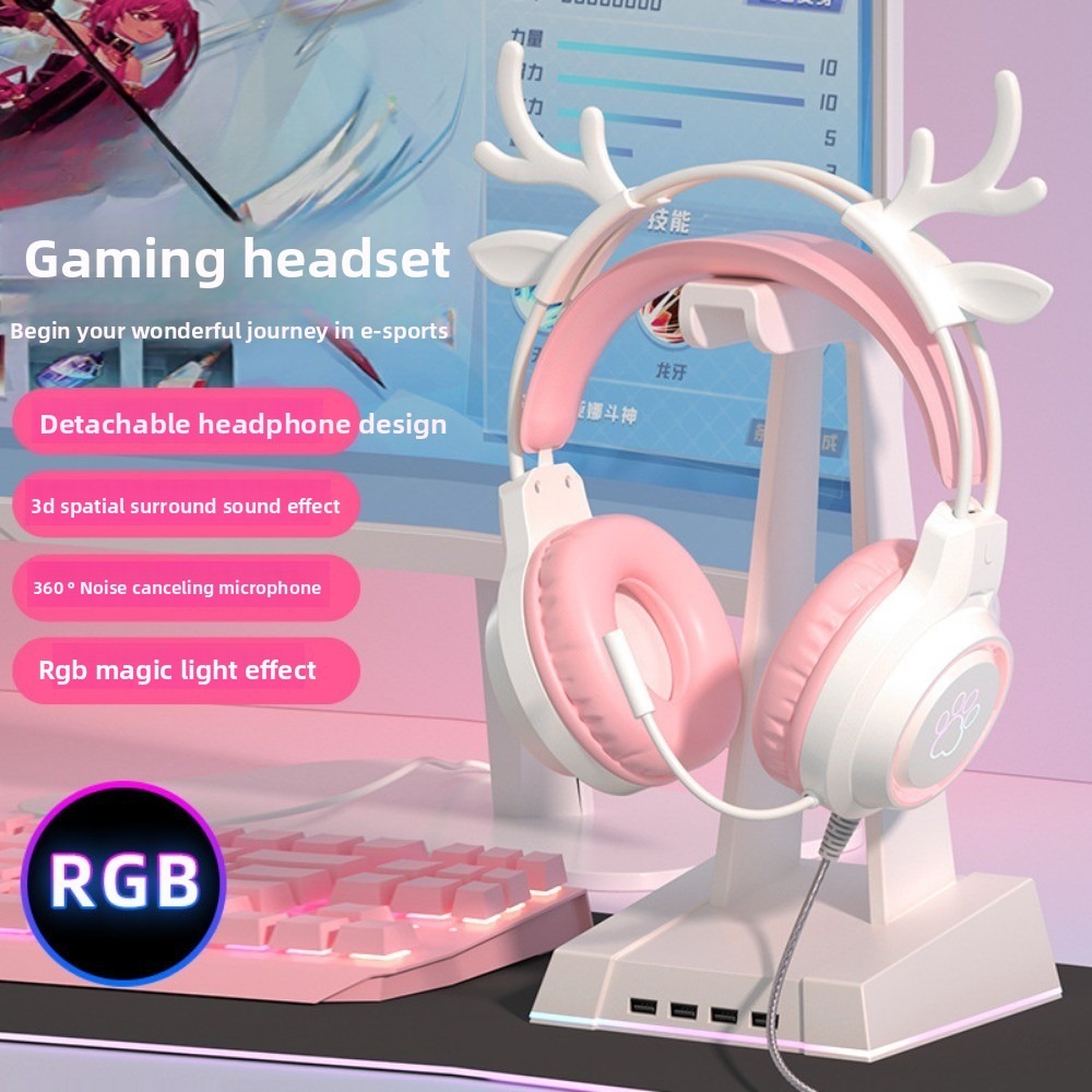 Gaming Headset With Mic Rgb - RGB-gaming-oortelefoons met flexibele high-definition microfoon 3,5