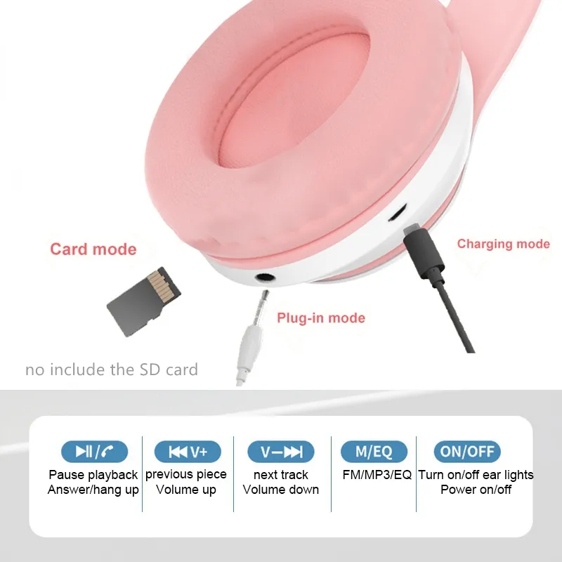 Nieuwste STN-28 Draadloze Head - Cat Ear Bluetooth Headset Led recensie en prijs