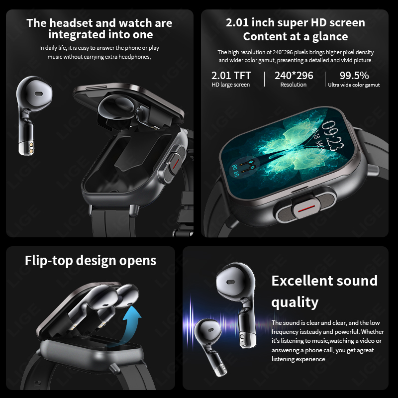 LIGE Nieuwe 2-in-1 TWS Smartwa - Tws Earbuds Bluetooth 5.3 recensie en prijs
