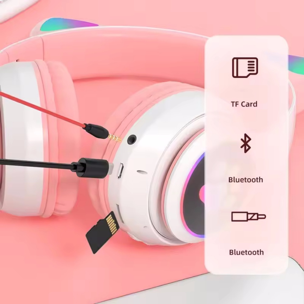 Leuke draadloze hoofdtelefoon  - Cat Ear Bluetooth Headset Led recensie en prijs