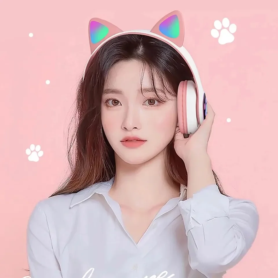 2 stuks draadloze headset Blue - Cat Ear Bluetooth Headset Led recensie en prijs