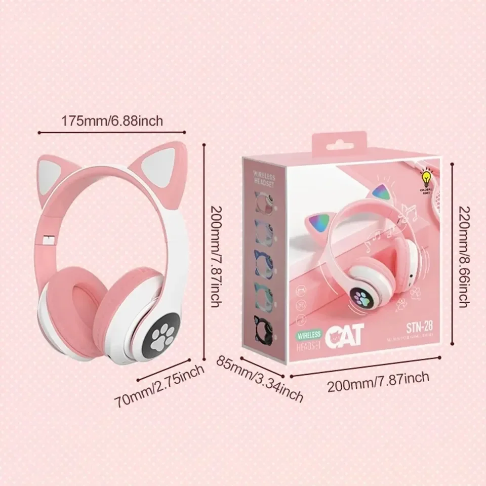 2 stuks draadloze headset Blue - Cat Ear Bluetooth Headset Led recensie en prijs