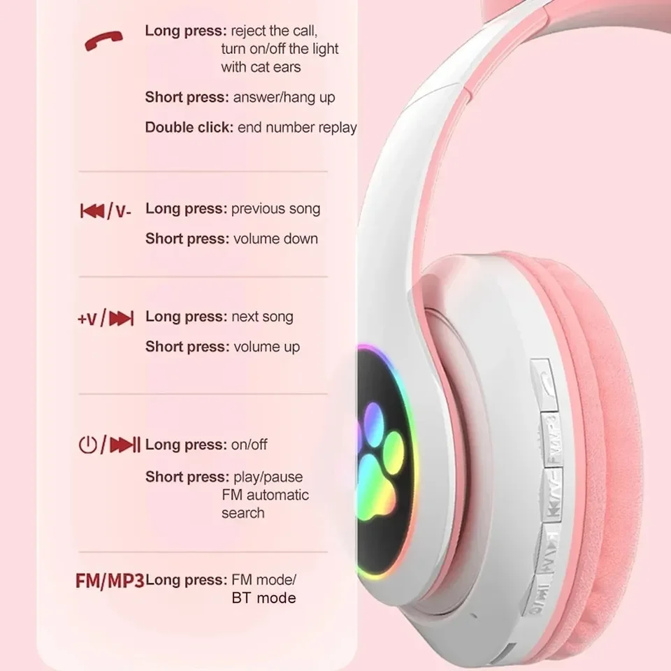 2 stuks draadloze headset Blue - Cat Ear Bluetooth Headset Led recensie en prijs