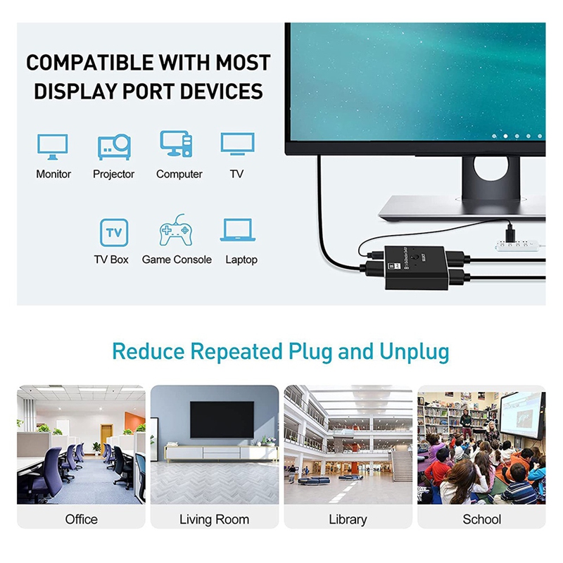 8K DisplayPort Switch 2 in 1 u - Laptops recensie en prijs
