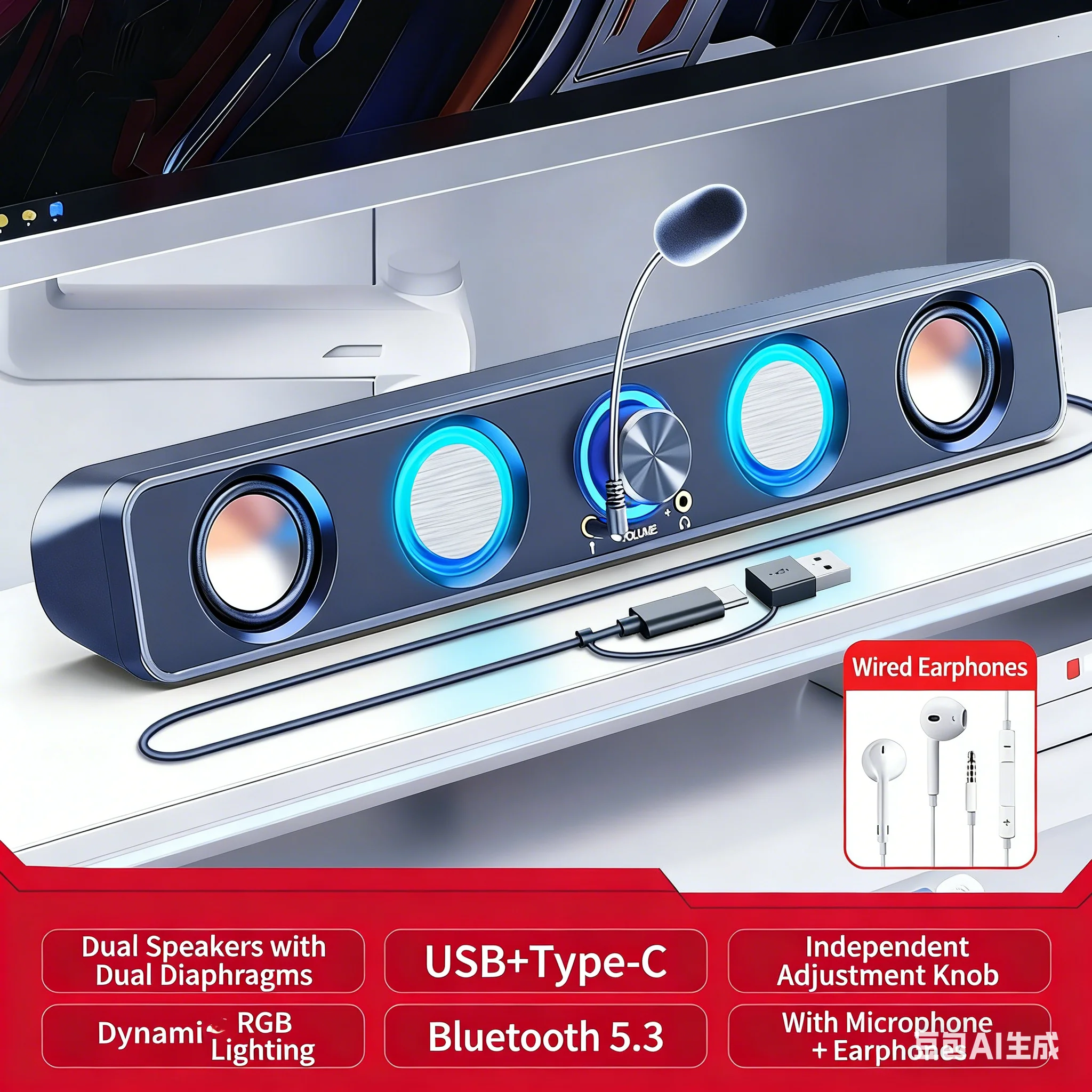 Home Theatersysteem Soundbar R - Rgb Computer Soundbar For Pc recensie en prijs