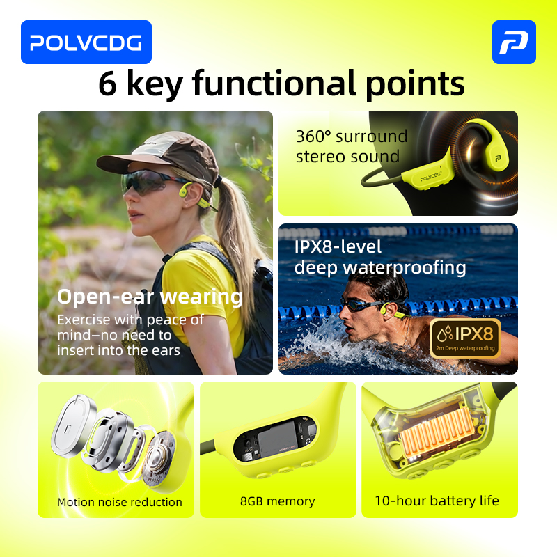 POLVCDG 8G Geheugen Beengeleid - Bone Conduction Running Headphones recensie en prijs
